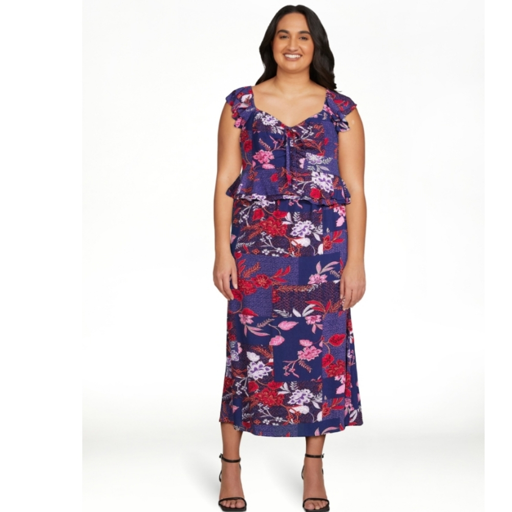 Sofia Jeans by Sofia Vergara Women's Ruffle Sweetheart Midi Dress